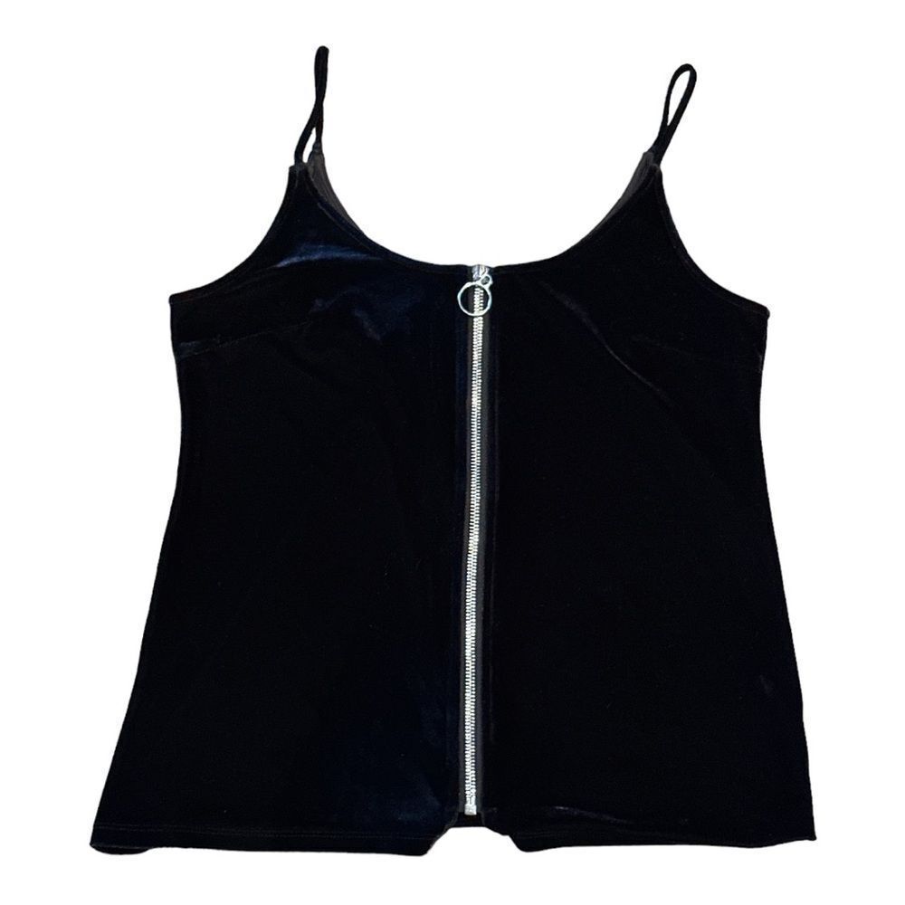 7 FOR ALL MANKIND Women’s Zip Front Velvet-Like Cami Black Size Small
